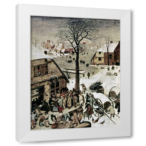 Census at Bethlehem - Detail White Modern Wood Framed Art Print by Bruegel the Elder, Pieter