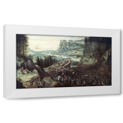 Suicide of Saul White Modern Wood Framed Art Print by Bruegel the Elder, Pieter