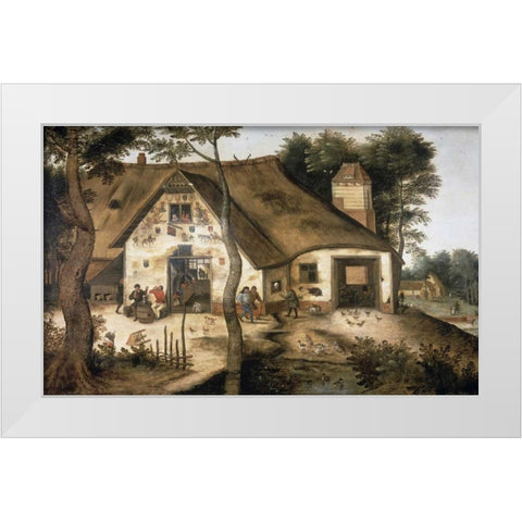 Auberge Saint-Michel White Modern Wood Framed Art Print by Bruegel, Pieter the Younger