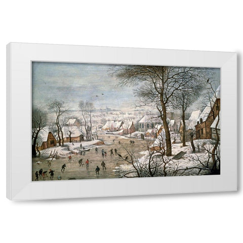 Winter Landscape #1 White Modern Wood Framed Art Print by Bruegel the Younger, Pieter