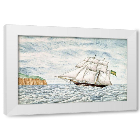 Slave Schooner Saphria Off N. Point, St. Helena White Modern Wood Framed Art Print by Buck, William