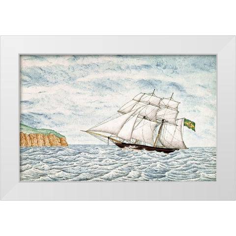 Slave Schooner Saphria Off N. Point, St. Helena White Modern Wood Framed Art Print by Buck, William