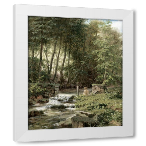An Alpine Lake Landscape White Modern Wood Framed Art Print by Buhler, Franz Xaver
