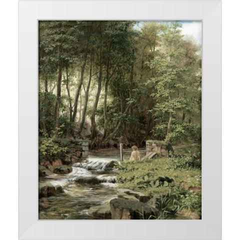 An Alpine Lake Landscape White Modern Wood Framed Art Print by Buhler, Franz Xaver