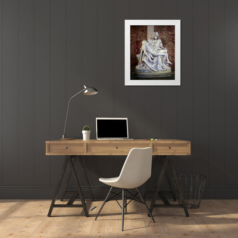 Pieta White Modern Wood Framed Art Print by Michelangelo