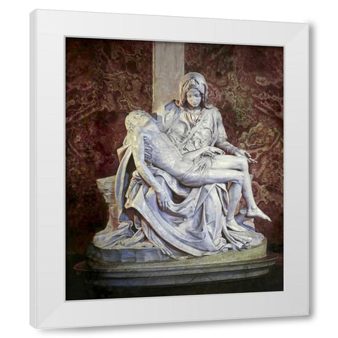 Pieta White Modern Wood Framed Art Print by Michelangelo