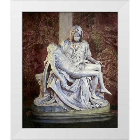 Pieta White Modern Wood Framed Art Print by Michelangelo