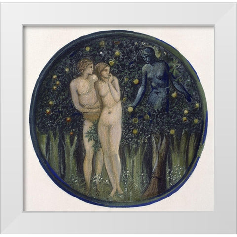 Temptation White Modern Wood Framed Art Print by Burne-Jones, Sir Edward