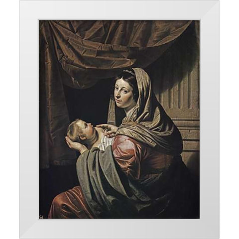 Madonna and Child White Modern Wood Framed Art Print by Van Bylert, Jan