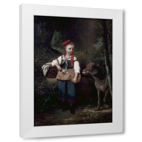 Little Red Riding Hood White Modern Wood Framed Art Print by Cabaillot-Lassalle, Louis-Simon