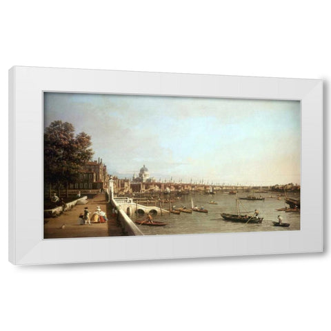 London From Somerset House White Modern Wood Framed Art Print by Canaletto