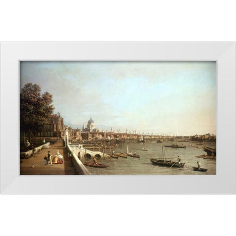 London From Somerset House White Modern Wood Framed Art Print by Canaletto