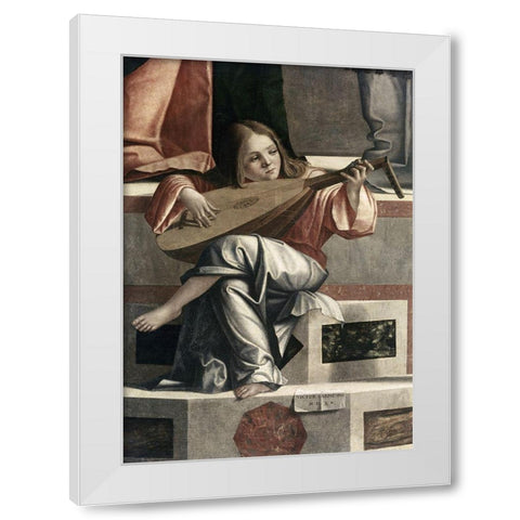 Child With a Lute White Modern Wood Framed Art Print by Carpaccio, Vittore