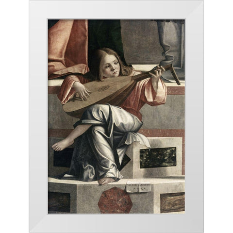 Child With a Lute White Modern Wood Framed Art Print by Carpaccio, Vittore