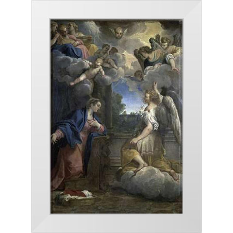 Annunciation White Modern Wood Framed Art Print by Carracci, Agostino