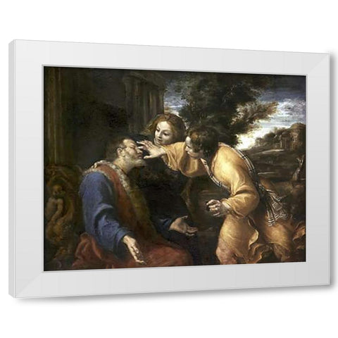 Tobias Heals His Blind Father White Modern Wood Framed Art Print by Carracci, Annibale
