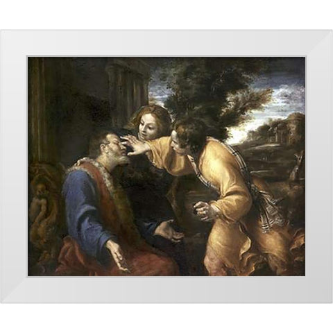 Tobias Heals His Blind Father White Modern Wood Framed Art Print by Carracci, Annibale