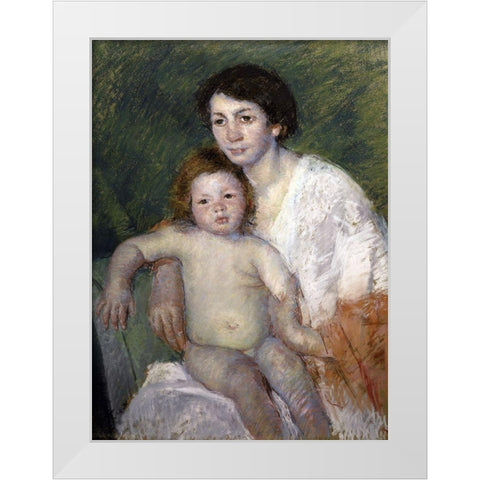 After the Babys Bath White Modern Wood Framed Art Print by Cassatt, Mary