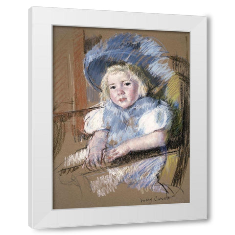 Simone Seated White Modern Wood Framed Art Print by Cassatt, Mary