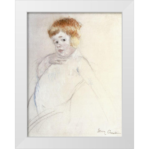 Study of the Baby for The Caress White Modern Wood Framed Art Print by Cassatt, Mary