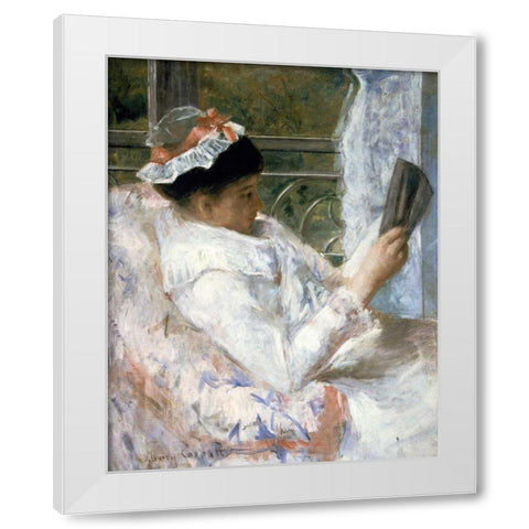 The Reader White Modern Wood Framed Art Print by Cassatt, Mary