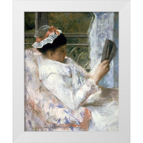 The Reader White Modern Wood Framed Art Print by Cassatt, Mary