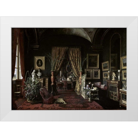 Empress Eugenie In The Salon at Tuileries White Modern Wood Framed Art Print by Castiglione, Giuseppe