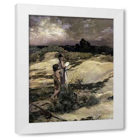 Hagar and Ishmael White Modern Wood Framed Art Print by Cazin, Jean Charles