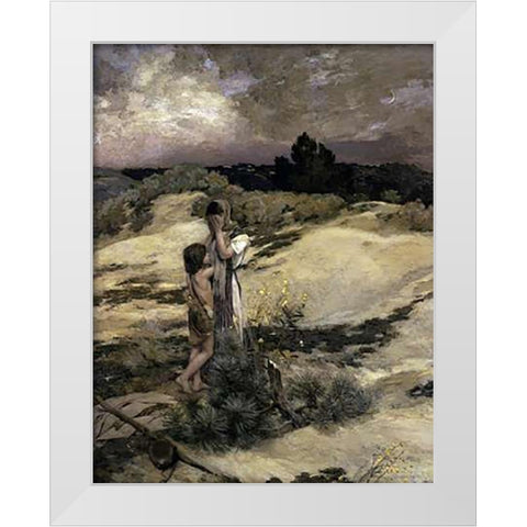 Hagar and Ishmael White Modern Wood Framed Art Print by Cazin, Jean Charles