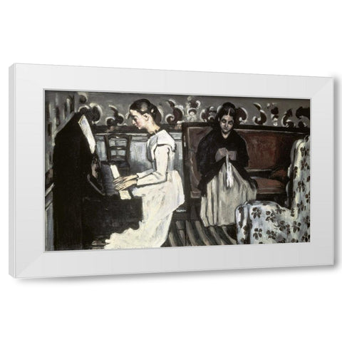 Girl at the Piano -The TannhÃ¤user Overture White Modern Wood Framed Art Print by Cezanne, Paul