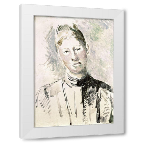 Madame Cezanne White Modern Wood Framed Art Print by Cezanne, Paul