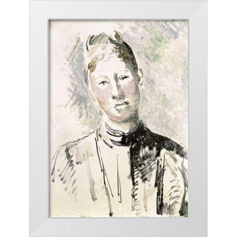 Madame Cezanne White Modern Wood Framed Art Print by Cezanne, Paul