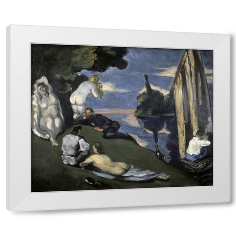 Pastoral White Modern Wood Framed Art Print by Cezanne, Paul