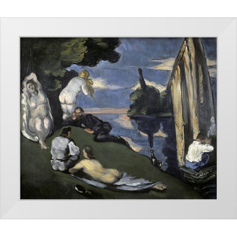 Pastoral White Modern Wood Framed Art Print by Cezanne, Paul