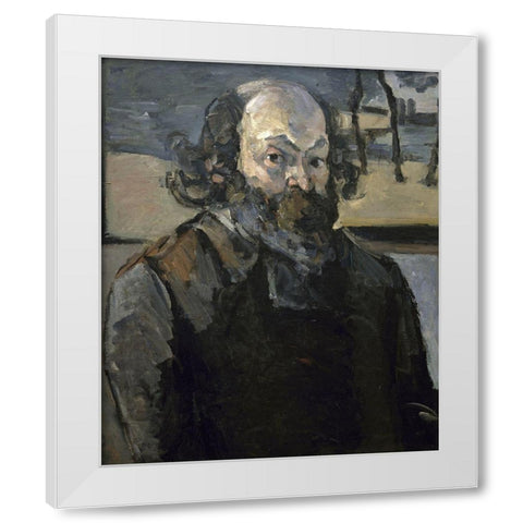 Portrait of The Artist White Modern Wood Framed Art Print by Cezanne, Paul