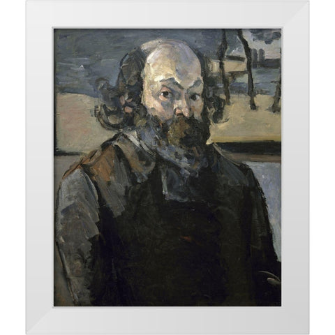 Portrait of The Artist White Modern Wood Framed Art Print by Cezanne, Paul