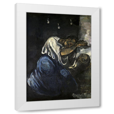 The Magdalen Or Sorrow White Modern Wood Framed Art Print by Cezanne, Paul