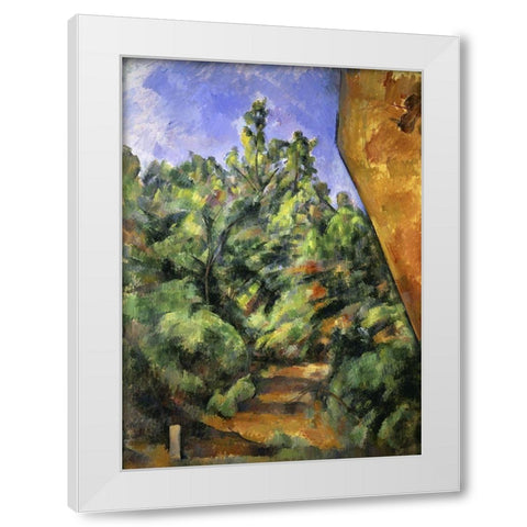 The Red Rock (Le Rocher Rouge) White Modern Wood Framed Art Print by Cezanne, Paul