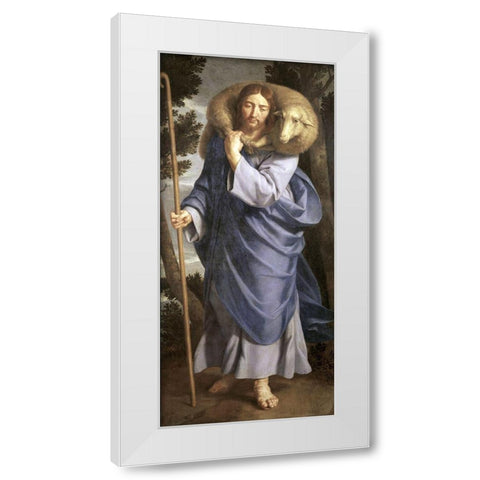 Good Shepherd White Modern Wood Framed Art Print by Champaigne, Philippe de