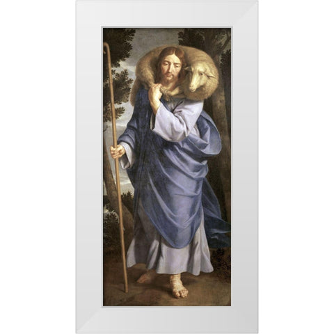 Good Shepherd White Modern Wood Framed Art Print by Champaigne, Philippe de