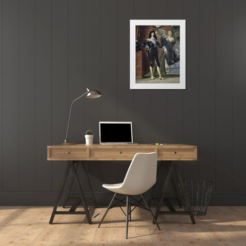 Louis Xiii Crowned By Victory White Modern Wood Framed Art Print by Champaigne, Philippe de