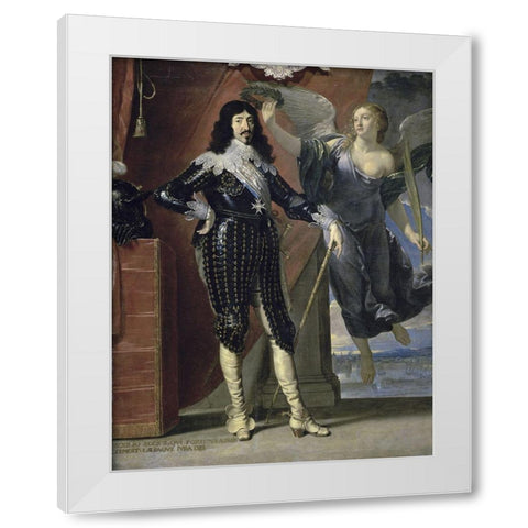 Louis Xiii Crowned By Victory White Modern Wood Framed Art Print by Champaigne, Philippe de
