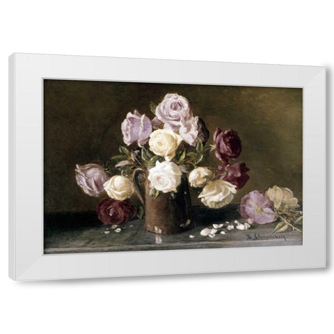 Roses White Modern Wood Framed Art Print by Champney, Benjamin