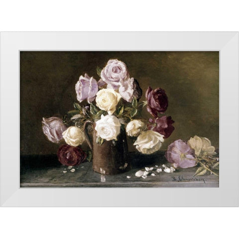 Roses White Modern Wood Framed Art Print by Champney, Benjamin
