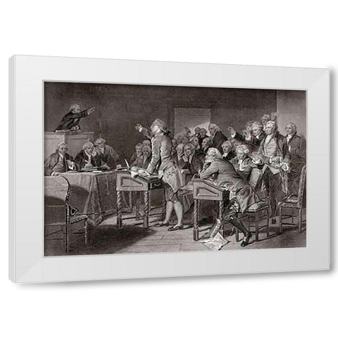 Patrick Henry Addressing The Virginia Assembley White Modern Wood Framed Art Print by Chappell, Alonzo