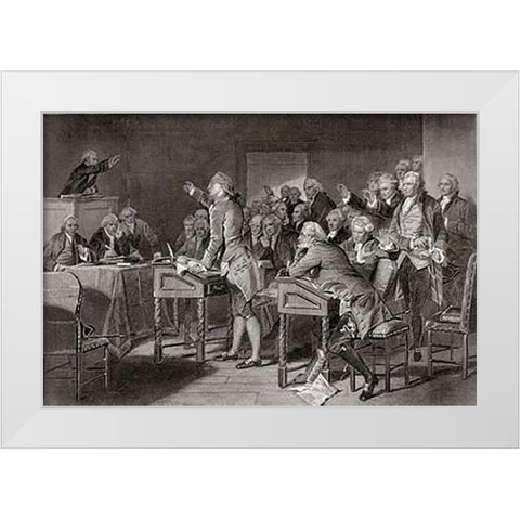 Patrick Henry Addressing The Virginia Assembley White Modern Wood Framed Art Print by Chappell, Alonzo