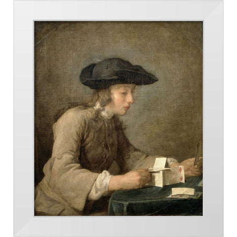 House of Cards White Modern Wood Framed Art Print by Chardin, Jean-Baptiste-SimÃ©on