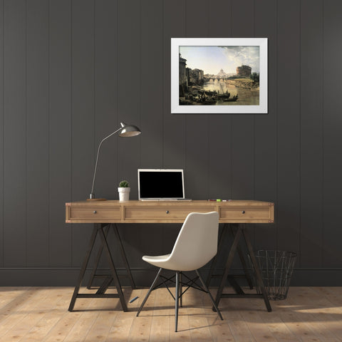 Rome, Castel San Angelo White Modern Wood Framed Art Print by Chedrin, Silvestre