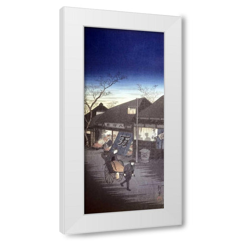 Japanese Print - Vegetable Shop White Modern Wood Framed Art Print by Chowka