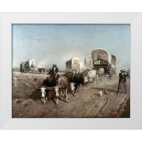 Ships of The Plains White Modern Wood Framed Art Print by Colman, Samuel